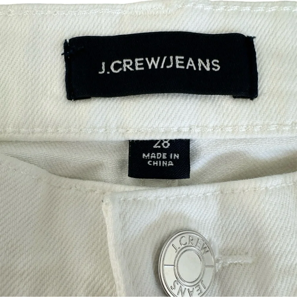 J.Crew White Denim Mini Skirt Button Front High Rise Summer Size 28